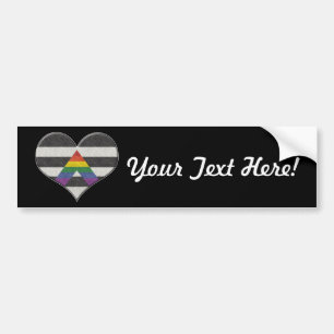Groot LGBT Ally Pride vlag gekleurd hart met ace Bumpersticker