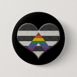 Groot LGBT Ally Pride vlag gekleurd hart met ace Ronde Button 5,7 Cm