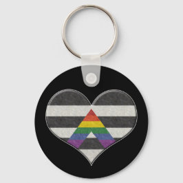 Groot LGBT Ally Pride vlag gekleurd hart met ace Sleutelhanger