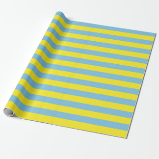 Groot lichtblauw en gele stripes omslagpapier cadeaupapier