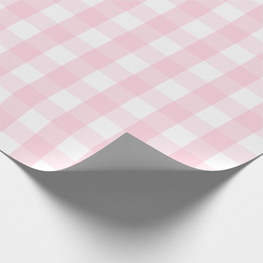 Groot lichtroze en wit gingham-pakpapier cadeaupapier (Hoek)