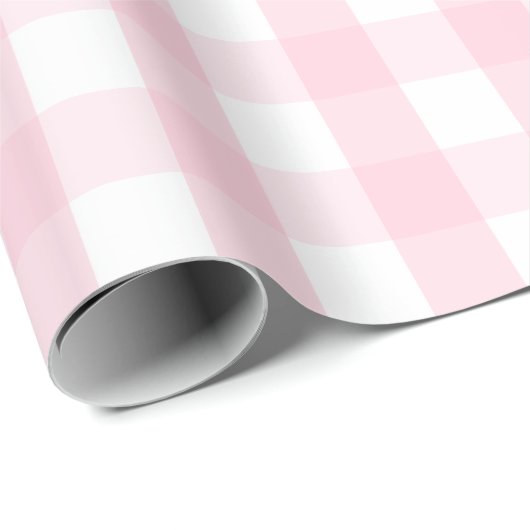 Groot lichtroze en wit gingham-pakpapier cadeaupapier (Rol Hoek)