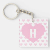 Groot lichtroze hart - Monogram Sleutelhanger (Voorkant)