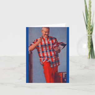 groot man in rood en gif kaart