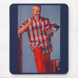 groot man in rood en gif muismat