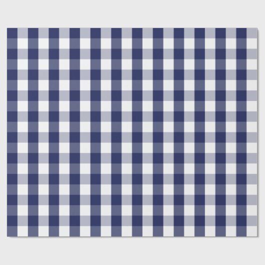 Groot marineblauw en wit gingham-pakpapier cadeaupapier (Vlak)