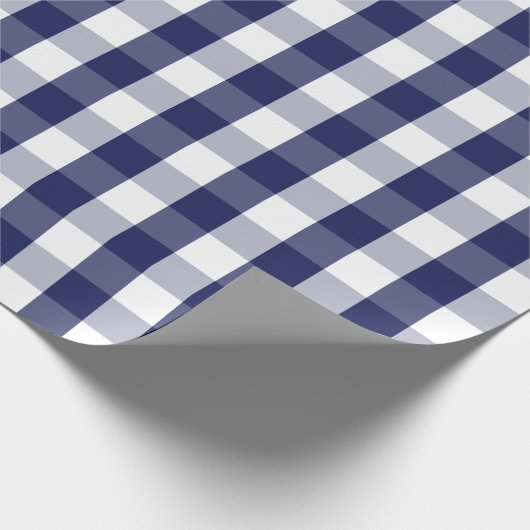 Groot marineblauw en wit gingham-pakpapier cadeaupapier (Hoek)