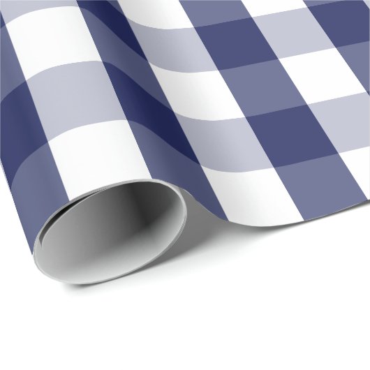 Groot marineblauw en wit gingham-pakpapier cadeaupapier (Rol Hoek)