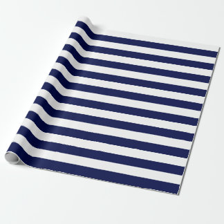 Groot marineblauw- en witstrippapier cadeaupapier