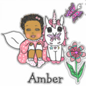 Groot met de hand getekend etnisch feier, unicorn  sticker (Voorkant)