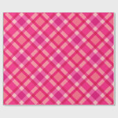 Groot modern geruite, fuchsia roze & koraalrood cadeaupapier (Vlak)