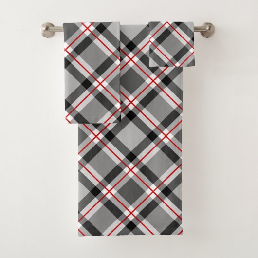Groot, modern, zwart, wit, grijs en rood bad handdoek (Insitu)