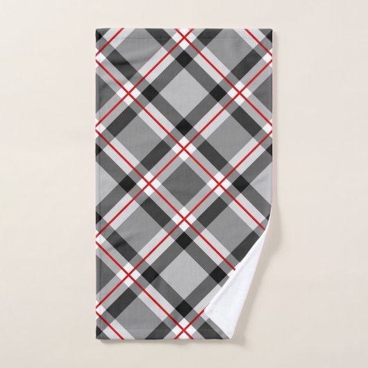 Groot, modern, zwart, wit, grijs en rood bad handdoek (Handdoek)