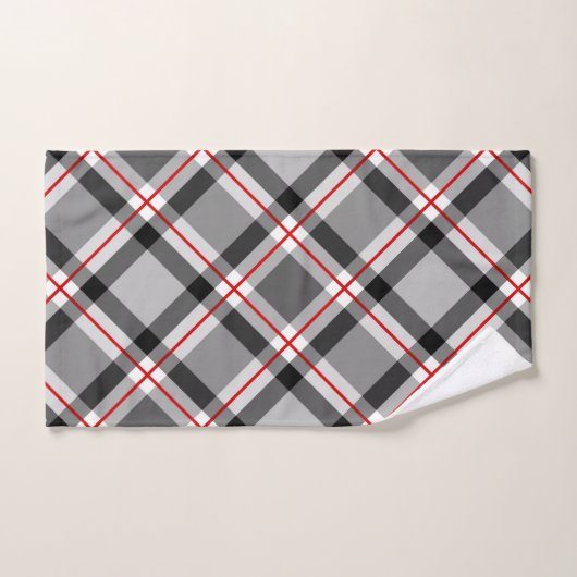 Groot, modern, zwart, wit, grijs en rood bad handdoek (Handdoek)