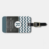 Groot monogram Chevron, gepersonaliseerd Bagagelabel (Voorkant horizontaal)