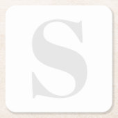 Groot monogram Elk Initiaal Neutraal Licht Grijs Vierkante Kartonnen Onderzetter (Voorkant)