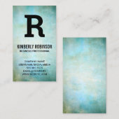 Groot Monogram | Groene Blauwe Vintage Textuur Visitekaartje (Voorkant / Achterkant)