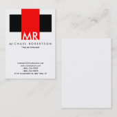 Groot Monogram Zwart Wit Rood Schoon Visitekaartje (Voorkant / Achterkant)