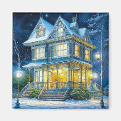 Groot mooi Victoriaans huis met kerst Magneet (Voorkant)