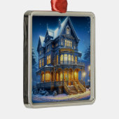 Groot mooi Victoriaans huis met kerst Metalen Ornament (Rechts)