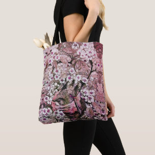 GROOT NEST ONDER PINK WHITE SPRING FLOWERS DRAAGTAS
