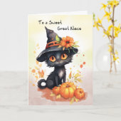 Groot nichtje lief halloween kat kaart (Gele Bloem)