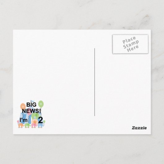 Groot nieuws Circus 2e verjaardag T-shirts en gesc Briefkaart (Achterkant)