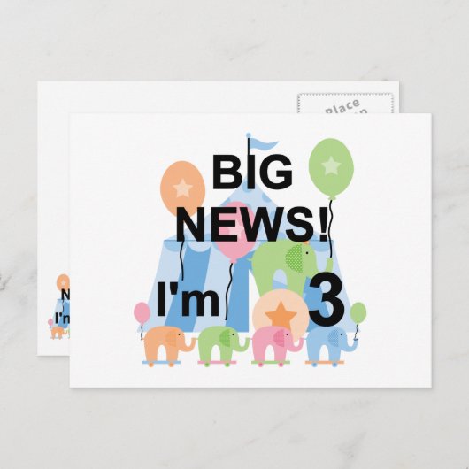 Groot nieuws Circus 3e verjaardag Tshirts en gesch Briefkaart (Voorkant / Achterkant)