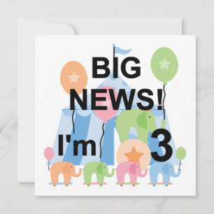 Groot nieuws Circus 3e verjaardag Tshirts en gesch Kaart