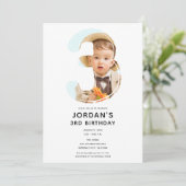 Groot nummer 3 DRIE Foto Derde 3e verjaardagsfeest Kaart (Staand voorkant)