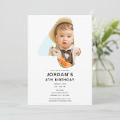 Groot Nummer 4 VIER Foto Vierde 4e Verjaardagsfees Kaart (Staand voorkant)