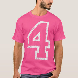 Groot nummer 4 Vier samengedrukte kleuren-T-stijl T-shirt