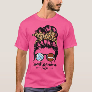 Groot Oma Leven Messy Bun Hair Funny Football V T-shirt