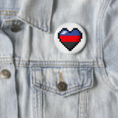 Groot ontwerp van het Pixel-hart in de vlag van po Ronde Button 5,7 Cm (In situ)
