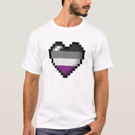 Groot ontwerp van het Pixelhart in de aseksuele Pr T-shirt