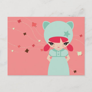 groot oogmeisje briefkaart