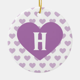Groot orchidee Paars hart - Monogram Keramisch Ornament