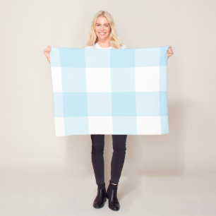 Groot pastblauw en wit gingham geplakt fleece deken