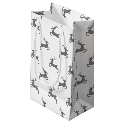 Groot patroon in faux grijs glitter textuur klein cadeauzakje (Voorkant Gekanteld)