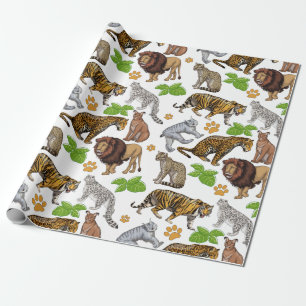 Groot patroon van wildkatten cadeaupapier