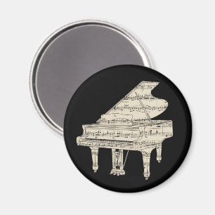 Groot piano en muzieknoten magneet