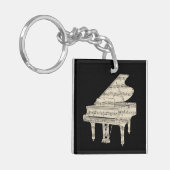 Groot piano en muzieknoten  sleutelhanger (Voorkant Links)