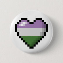 Groot Pixel Heart Design in Genderqueer Pride Flag