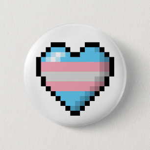 Groot Pixel Heart Design in Transgender Pride Flag Ronde Button 5,7 Cm