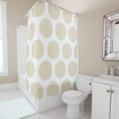 Groot poka Dots Pattern: Beige Douchegordijn (In situ)