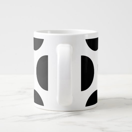 Groot poka Dots Pattern: Zwart en wit Extra Grote Beker (Achterkant)