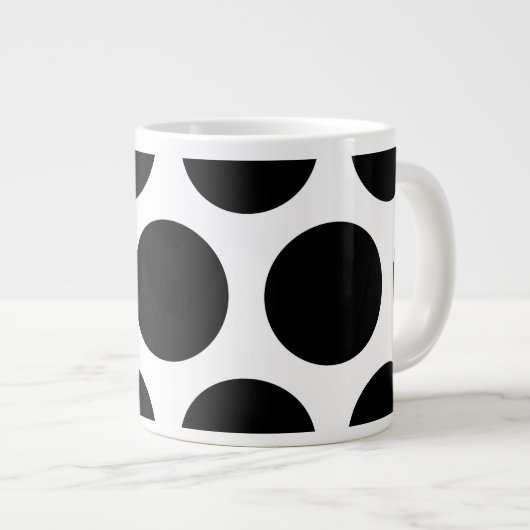 Groot poka Dots Pattern: Zwart en wit Extra Grote Beker (Voorkant rechts)