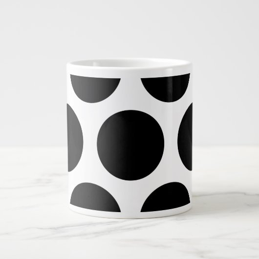 Groot poka Dots Pattern: Zwart en wit Extra Grote Beker (Voorkant)