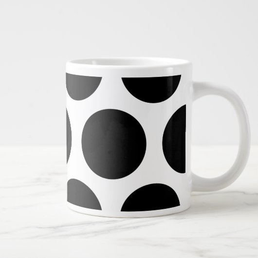 Groot poka Dots Pattern: Zwart en wit Extra Grote Beker (Rechts)