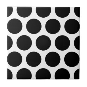 Groot poka Dots Pattern: Zwart en wit Tegeltje